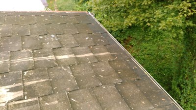 天井雨漏り箇所の上の屋根状況
